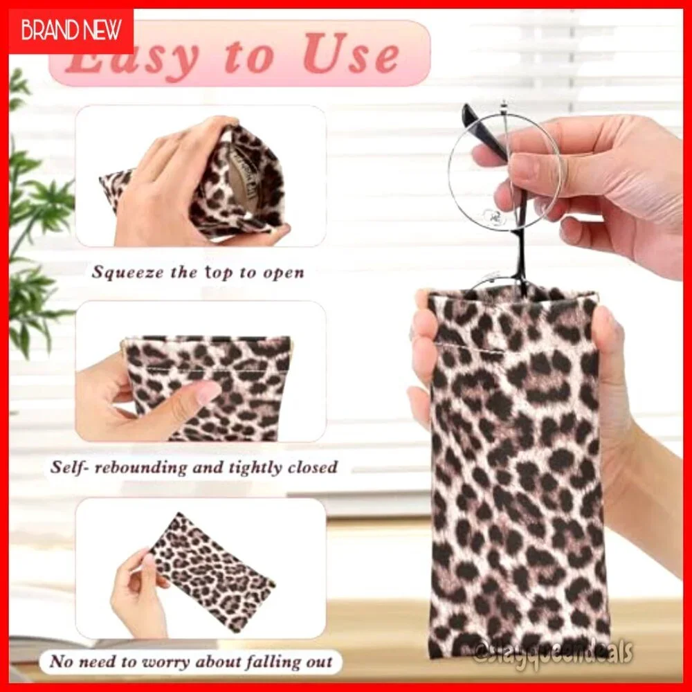 Soft Faux Leather Eyeglass Case with Squeeze Top Closure Travel Organizer